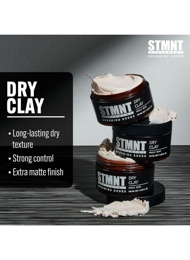 STMNT Grooming Goods Dry Clay, 3.38 oz – Extra Matte Finish & Strong Hold