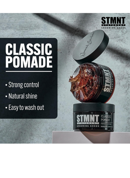 STMNT Grooming Goods Classic Pomade, 3.38 oz (100ml) – High Shine &amp; Strong Hold